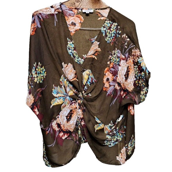 UMGEE Silky Top Size S Boho Hippie Twist Front Oversized - Picture 1 of 6